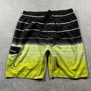 Nonwe Mens Neon Green Black Striped Board Shorts Size 42 Ombre Swim‎ Trunks